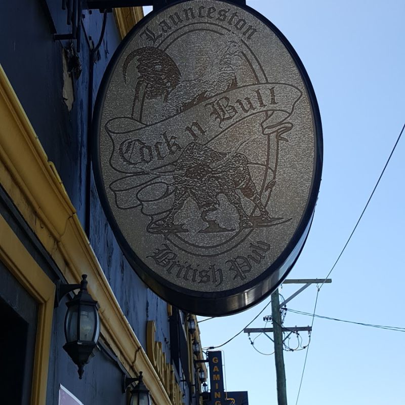 Having a great time at the Cock'n'Bull British Pub in Launceston Tasmania
