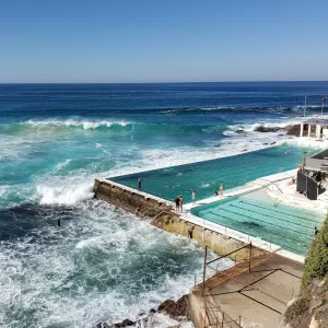 A relaxing photo of the pokies at the Bondi Icebergs Swimming CLUB in Bondi Beach, New South Wales